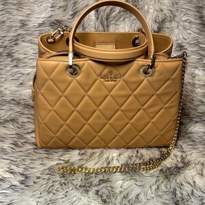 kate spade Quilted Butterscotch Satchel with Gold Chain
